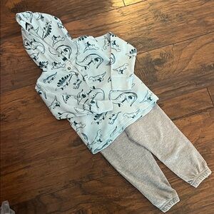 EUC Carters Set -Light Blue Dinosaur Hoodie and pants